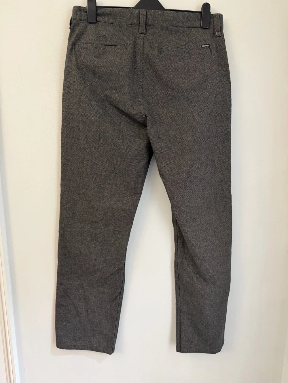 Brixton Choice Relaxed Fit Pants Men’s 34x31 Gray Micro Check Chino Casual Strai